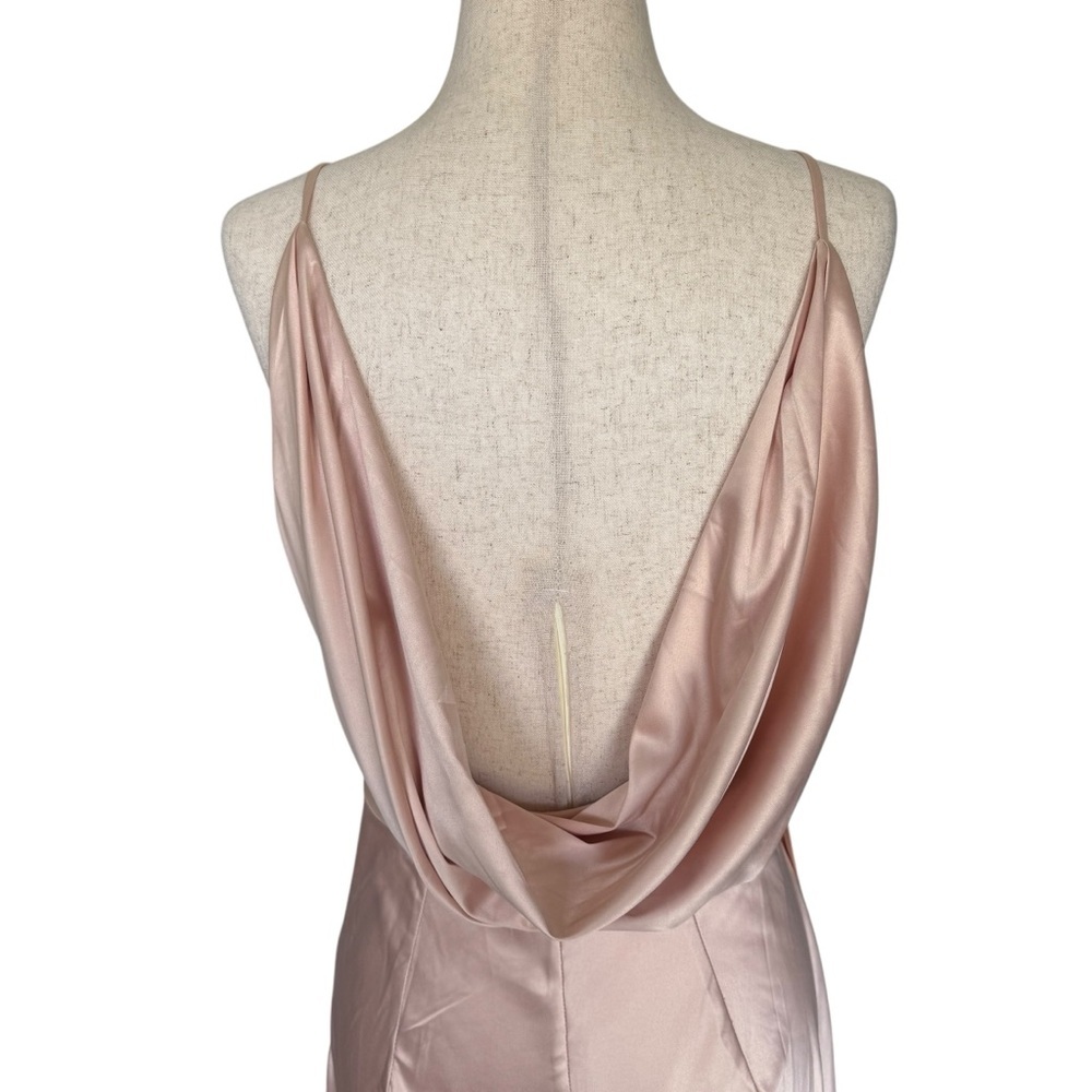 House of CB Coco Nude Satin Drape Back Wrap Dress Medium - Picture 7 of 13